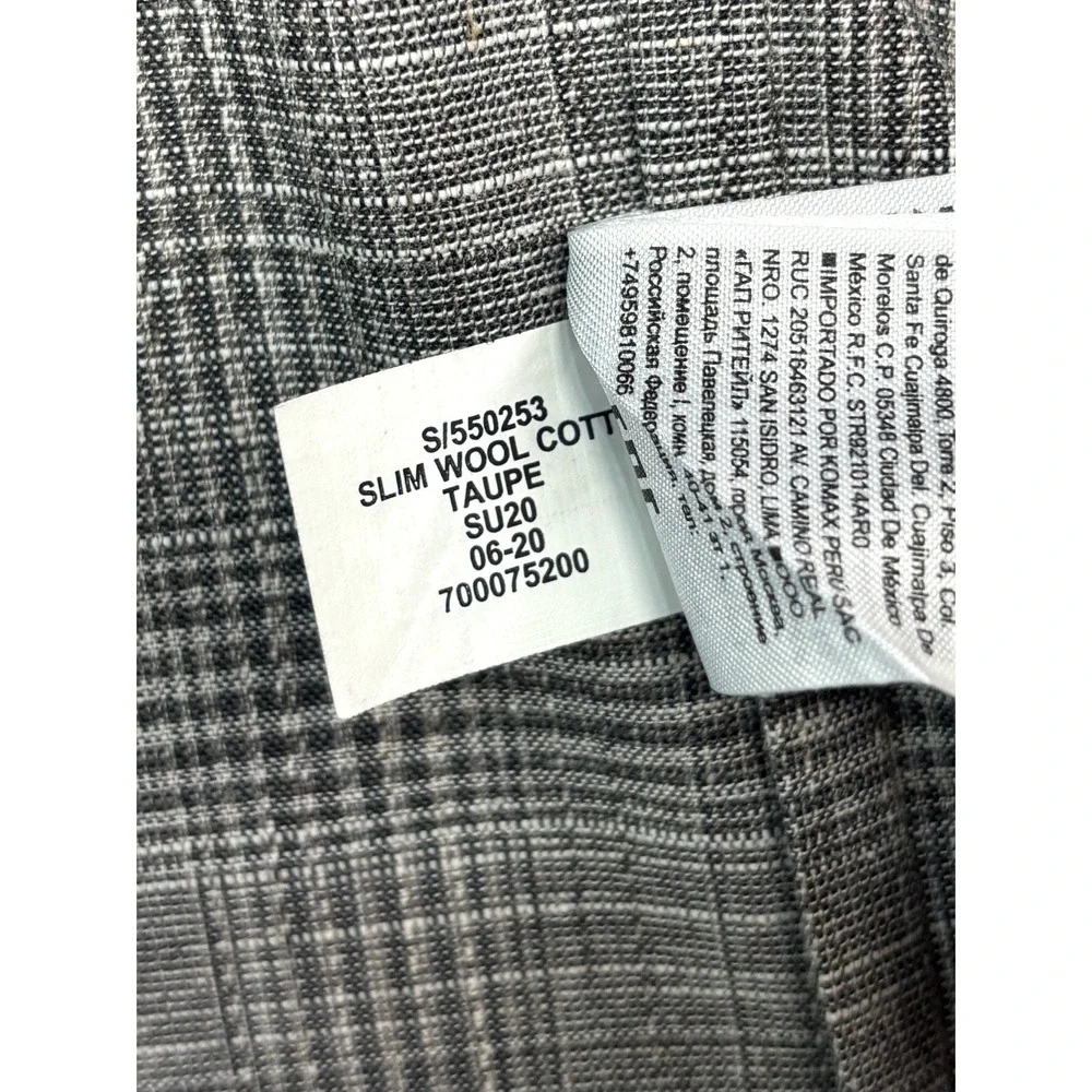 Banana Republic 38R Taupe Plaid Linen Cotton Wool Blazer Jacket Sport Coat Light